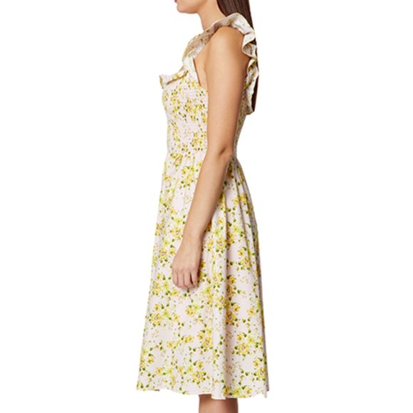 NWT BCBG GENERATION Flutter Sleeve Smocked English Rose Midi Dress - Size 4 - Picture 3 of 3